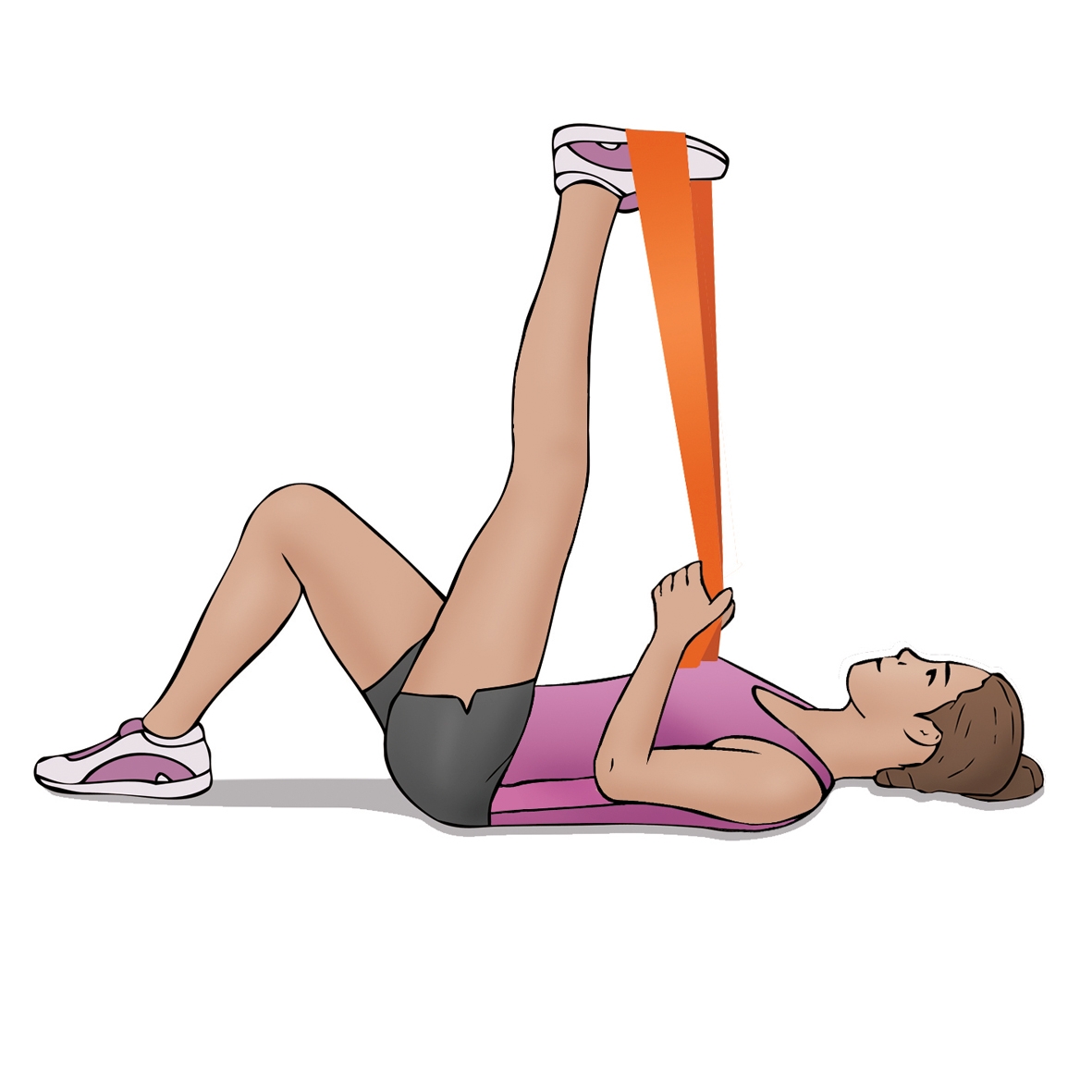 b) Supine hamstring stretch