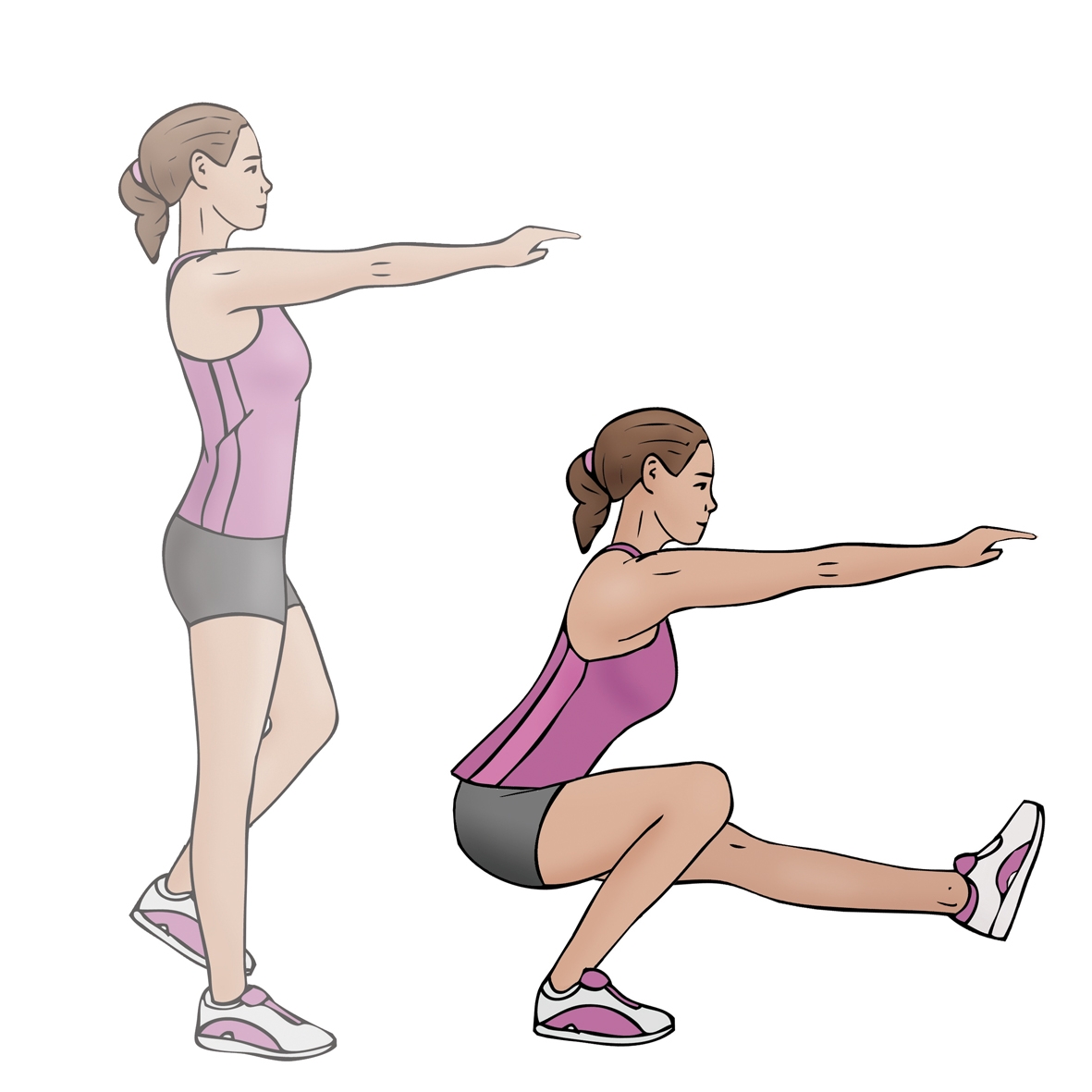 h) Single-leg squats