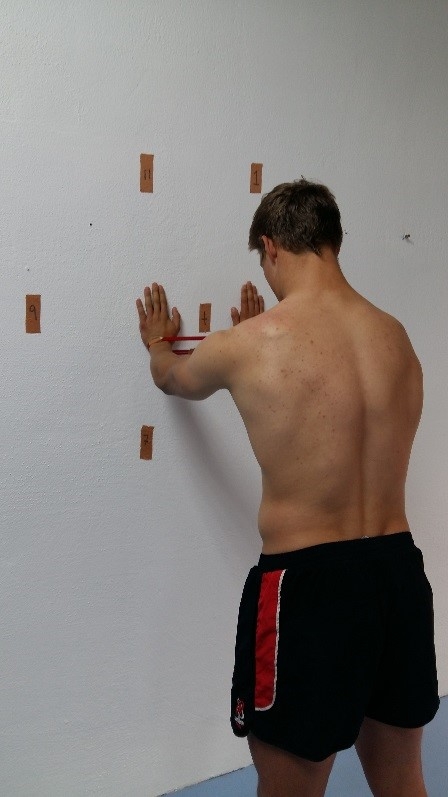 Serratus anterior wall slide: finish position