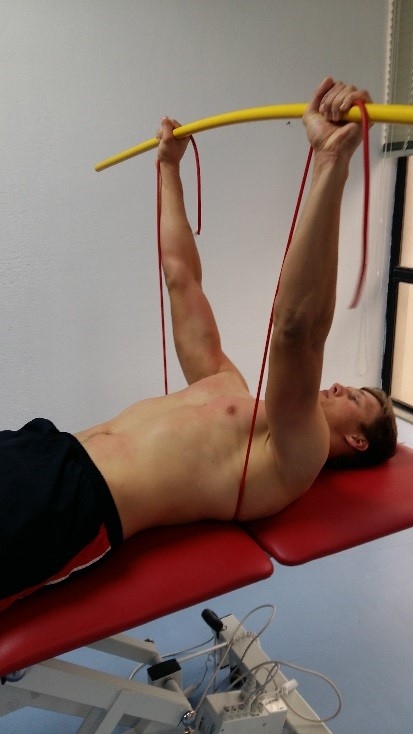 Supine protraction drill with ‘bar bending’